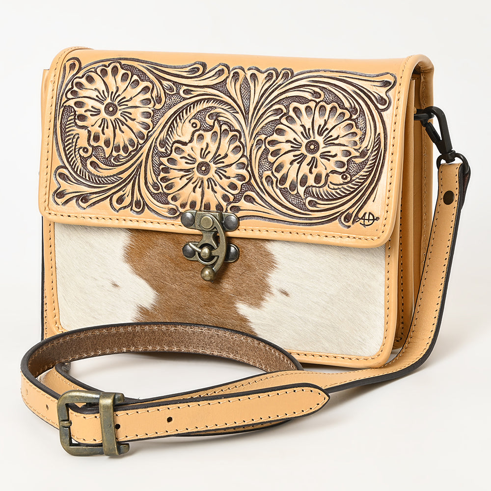 American Darling Cross Body Hand Tooled Hair on-Genuine Leather Western Women Bag Handbag Purse | Crossbody