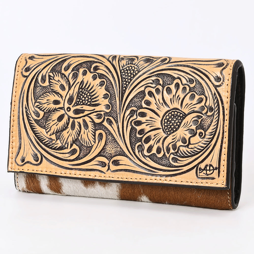 American Darling Wallet Hand Tooled Hair on Genuine Leather Western Women Bag | Handbag Purse Wallet| Wristlet