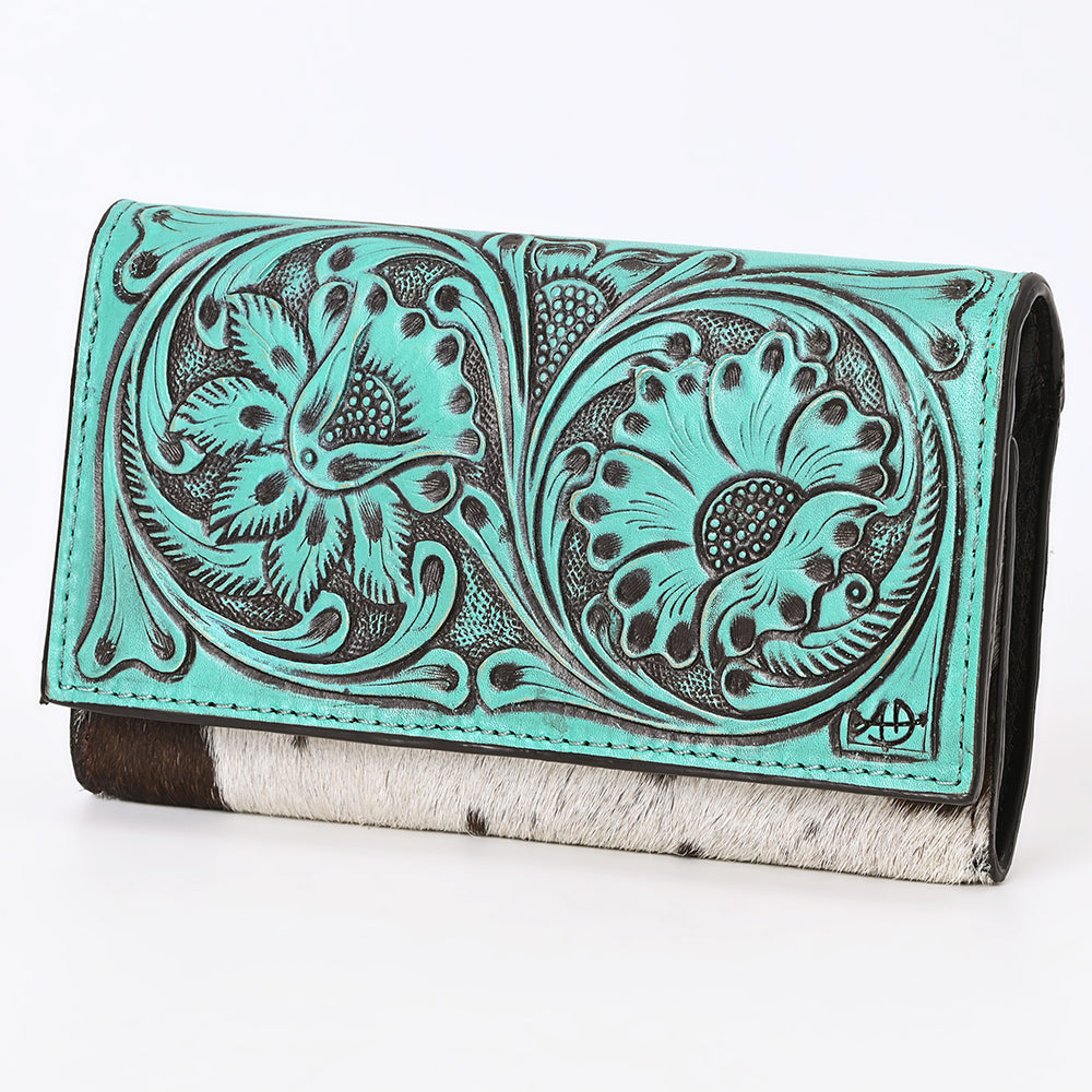 American Darling Wallet Hand Tooled Hair on Genuine Leather Western Women Bag | Handbag Purse Wallet| Wristlet