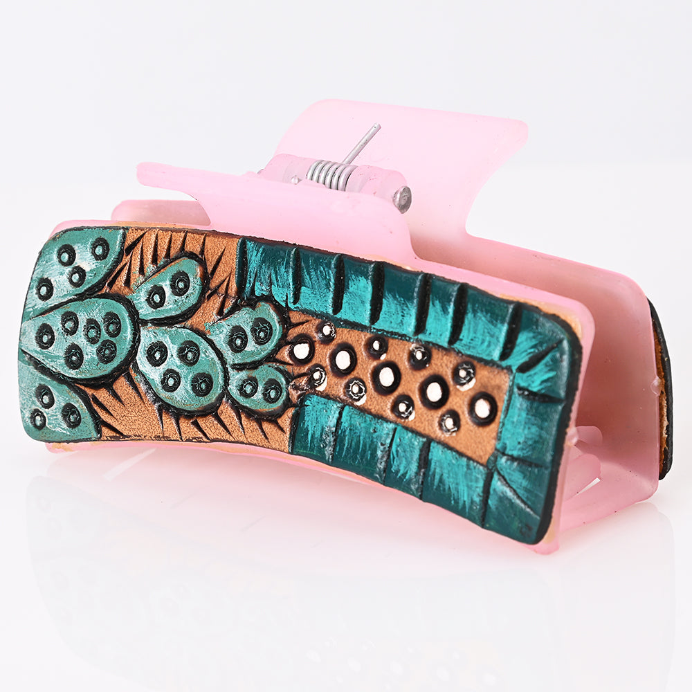 American Darling Beautifully Hand Tooled Women Ladies Hair Band Clip Clutcher Gift For Girls | Genuine Leather Claw Western