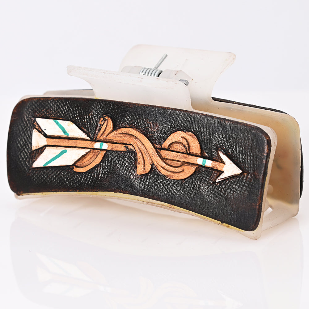 American Darling Beautifully Hand Tooled Women Ladies Hair Band Clip Clutcher Gift For Girls | Genuine Leather Claw Western
