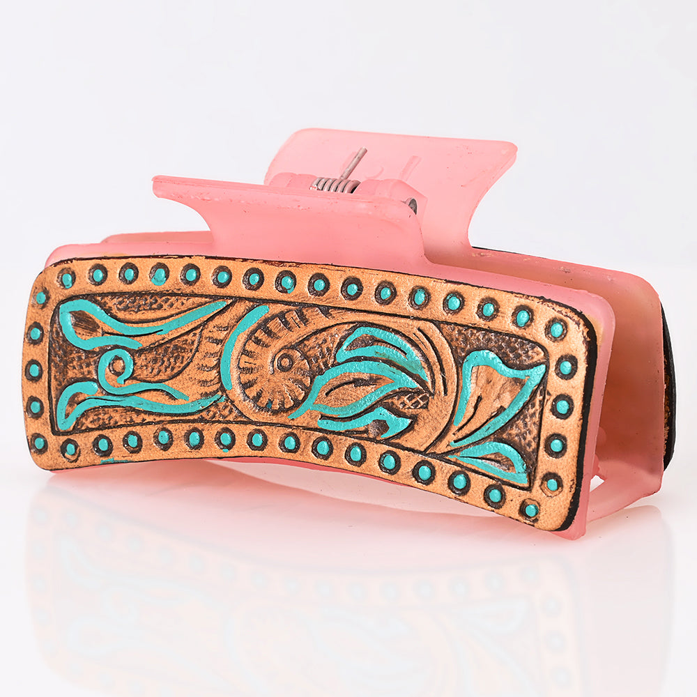 American Darling Beautifully Hand Tooled Women Ladies Hair Band Clip Clutcher Gift For Girls | Genuine Leather Claw Western