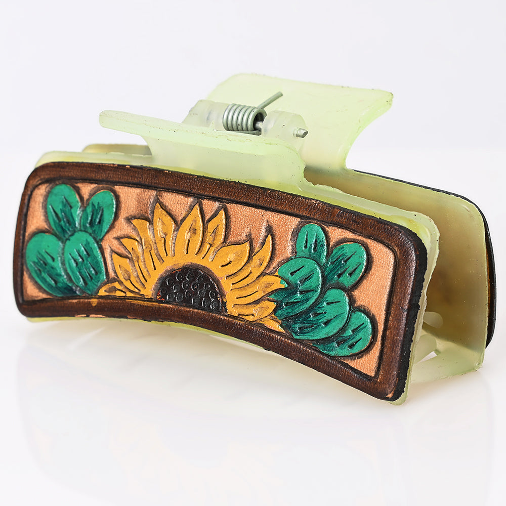American Darling Beautifully Hand Tooled Women Ladies Hair Band Clip Clutcher | Vintage