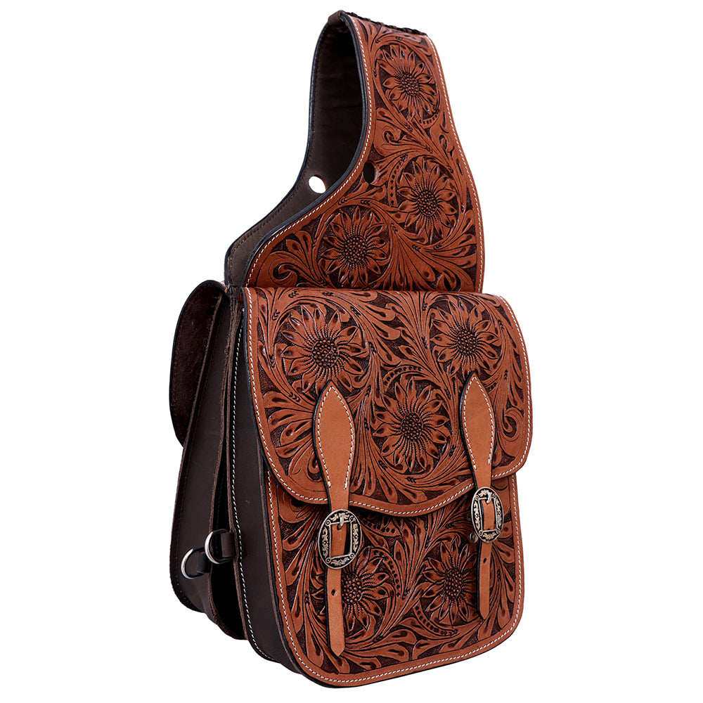 HILASON Soft Leather Horse Saddle Bag Brown | Equestrian Western Adjustable Closure