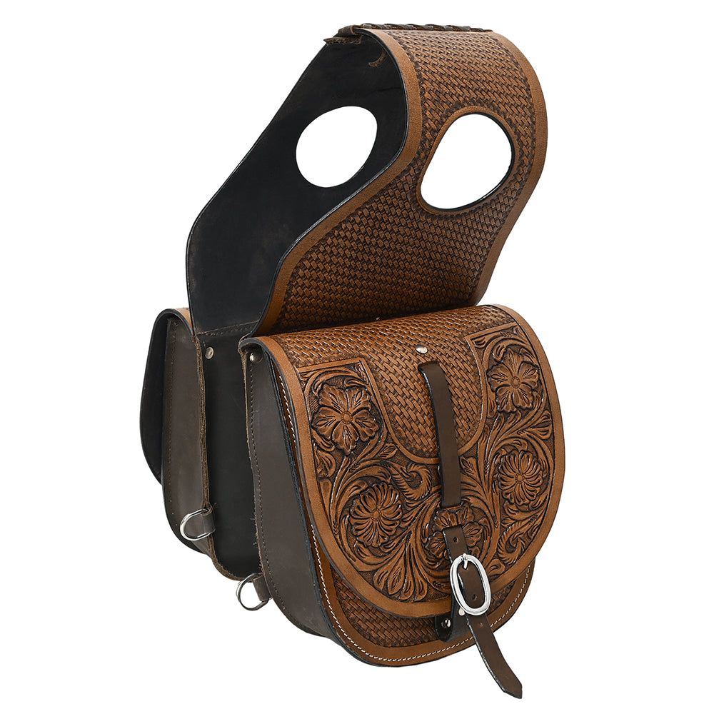 HILASON Soft Leather Horse Saddle Bag Brown | Equestrian Western Adjustable Closure