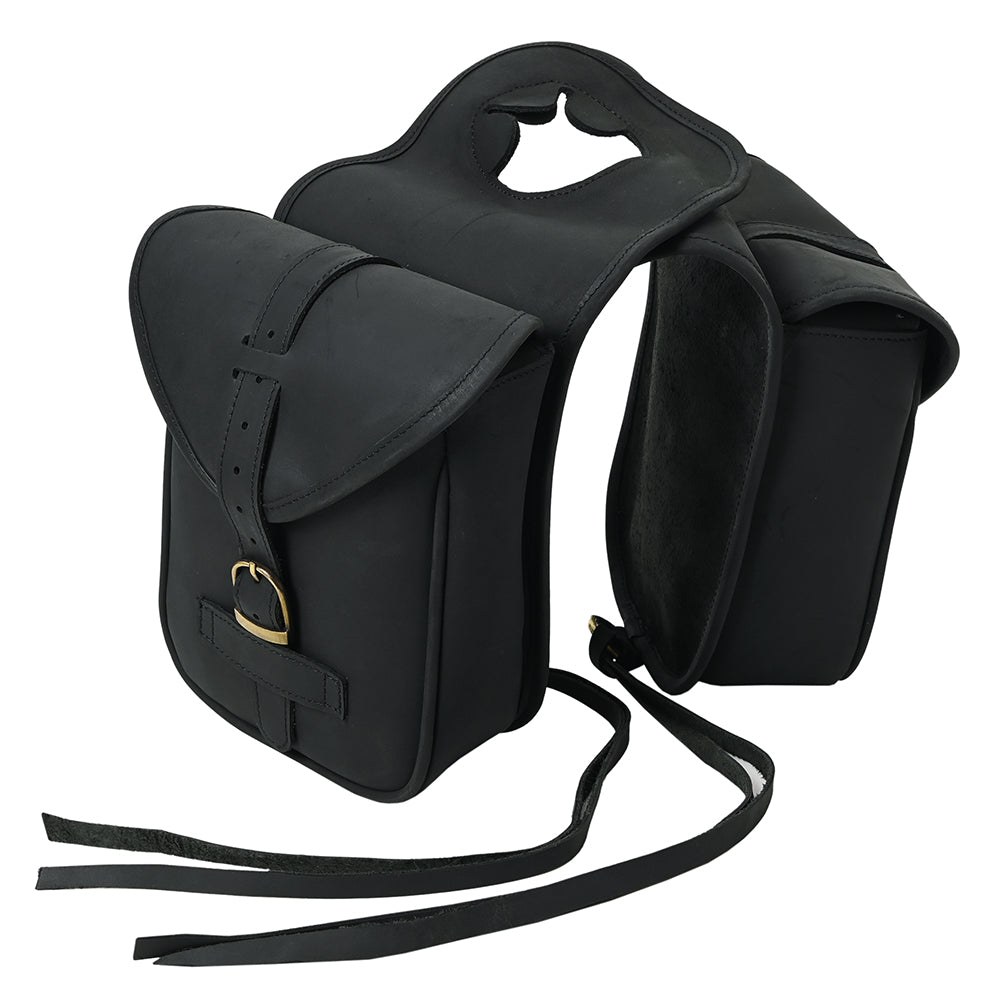 HILASON Soft Leather Horse Saddle Bag Black | Equestrian Western Adjustable Closure