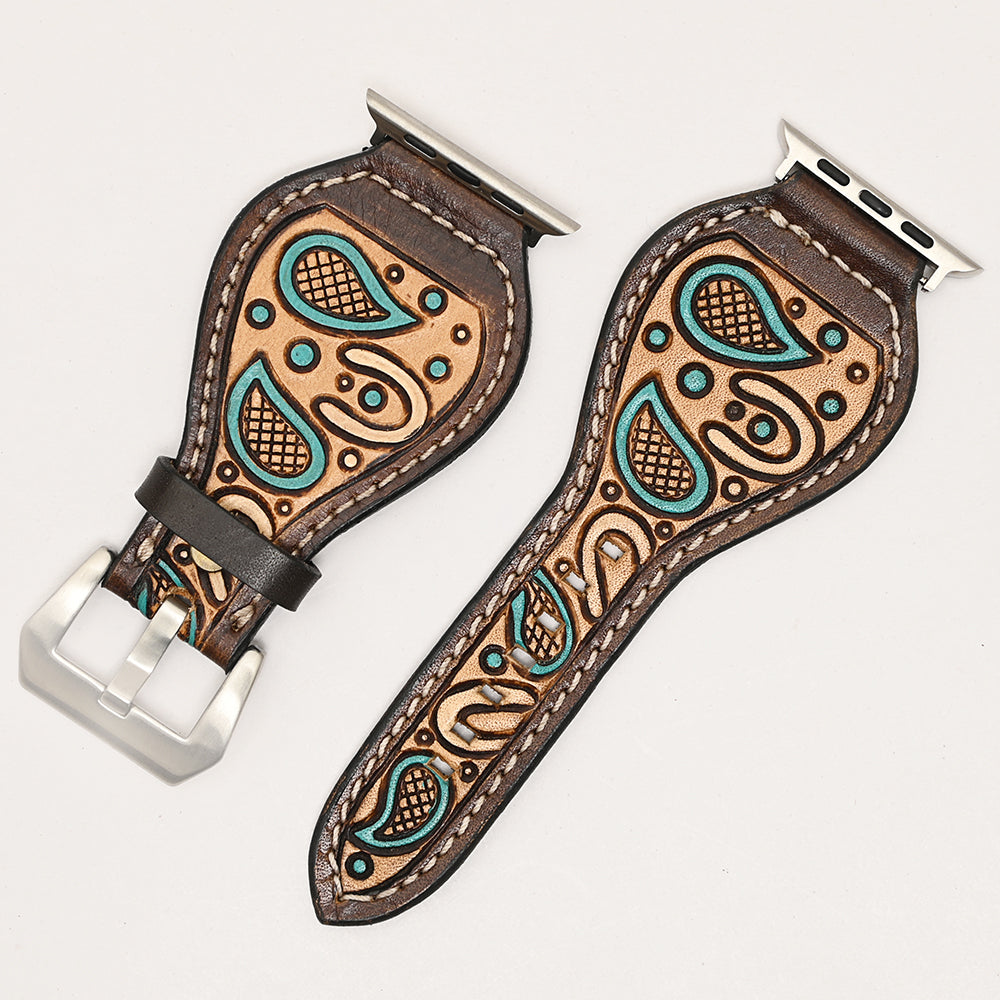 American Darling Beautifully Hand Tooled Genuine Leather I watch Strap Men and Women Unisex