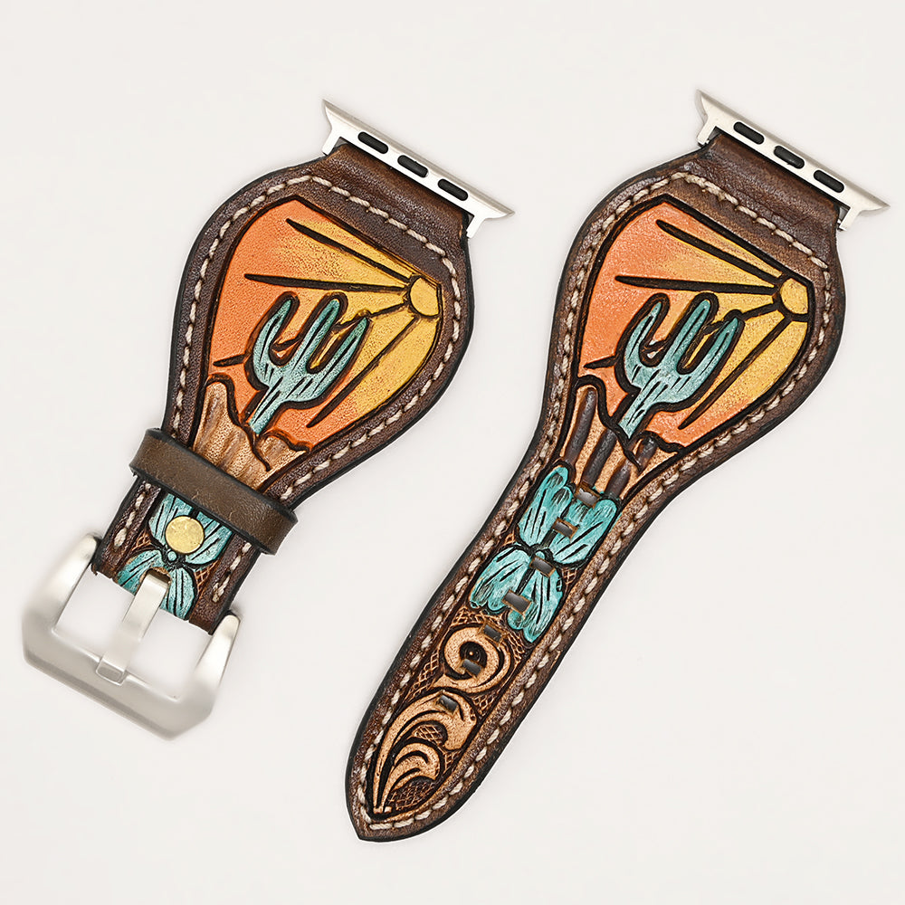 American Darling Beautifully Hand Tooled Genuine Leather I watch Strap Men and Women Unisex