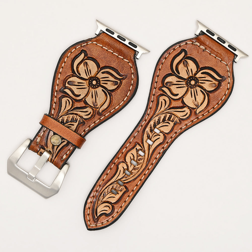 American Darling Beautifully Hand Tooled Genuine Leather I watch Strap Men and Women Unisex