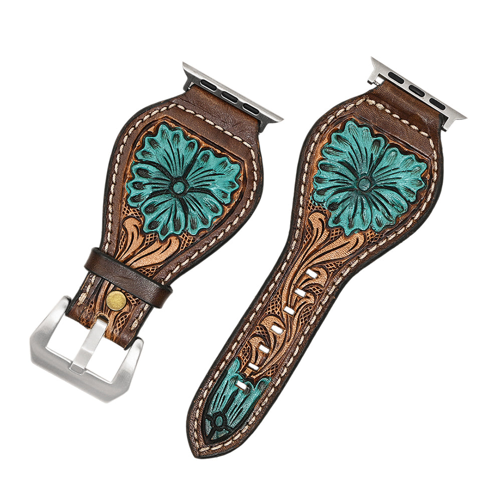 American Darling Beautifully Hand Tooled Genuine Leather I watch Strap Men and Women Unisex