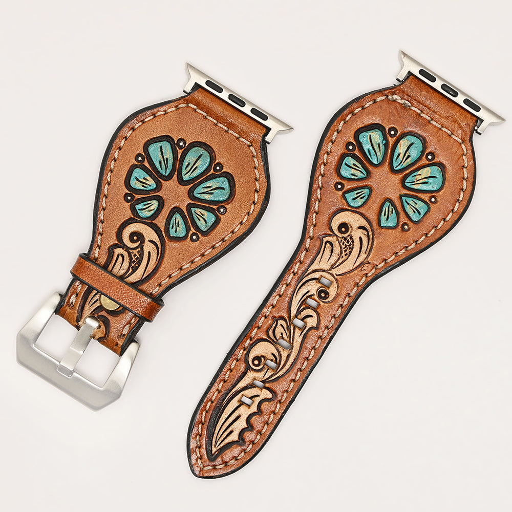 American Darling Beautifully Hand Tooled Genuine Leather I watch Strap Men and Women Unisex