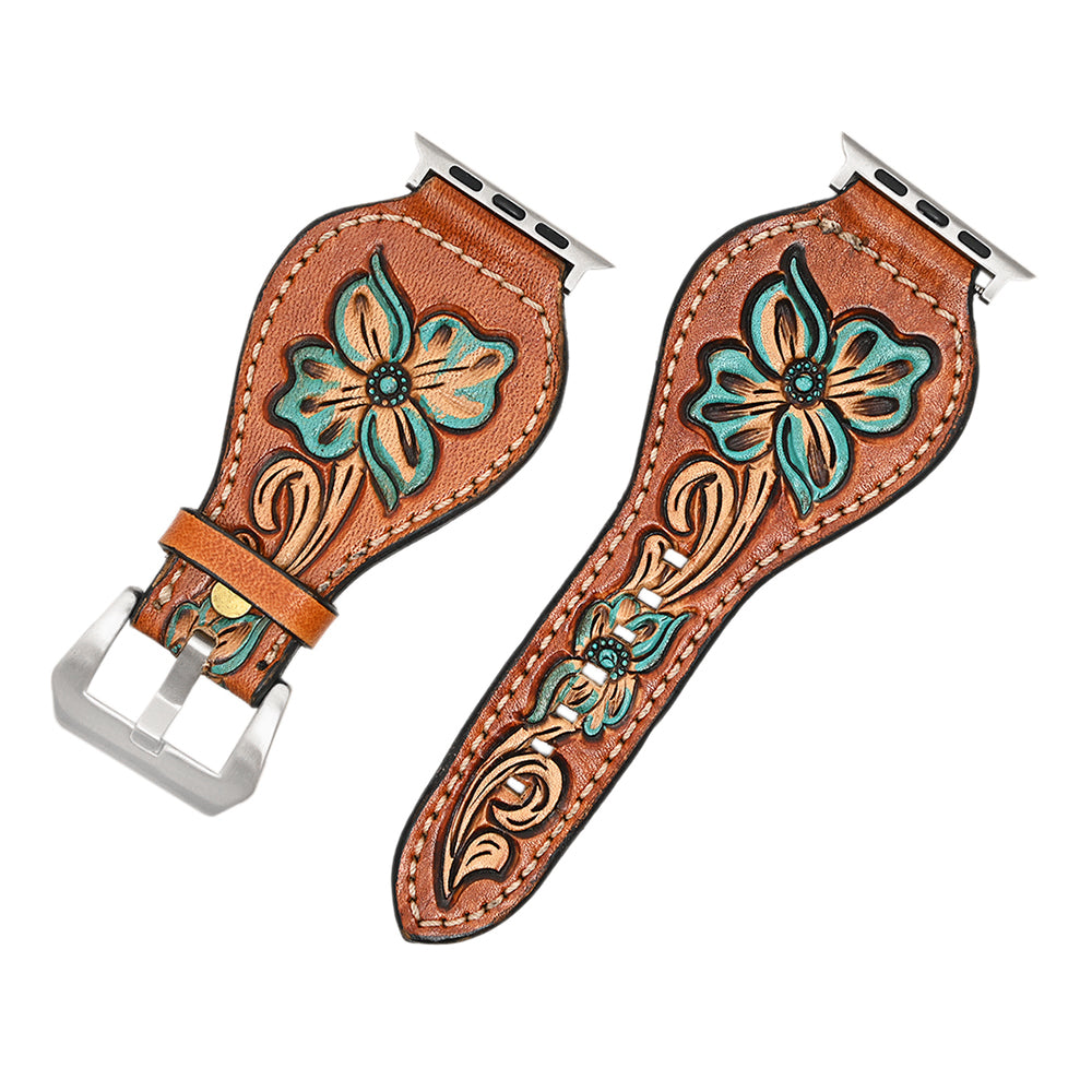 American Darling ADWAR140-41 Beautifully Hand Tooled Genuine Leather I watch Strap Men and Women Unisex