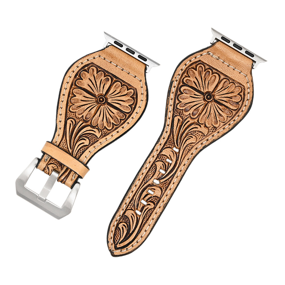 American Darling Beautifully Hand Tooled Genuine Leather I watch Strap Men and Women Unisex