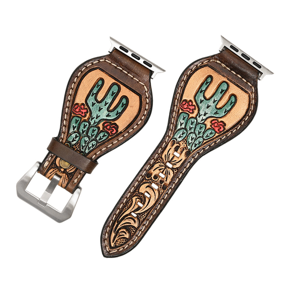 American Darling Beautifully Hand Tooled Genuine Leather I watch Strap Men and Women Unisex