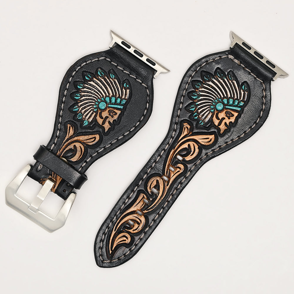 American Darling Beautifully Hand Tooled Genuine Leather I watch Strap Men and Women Unisex