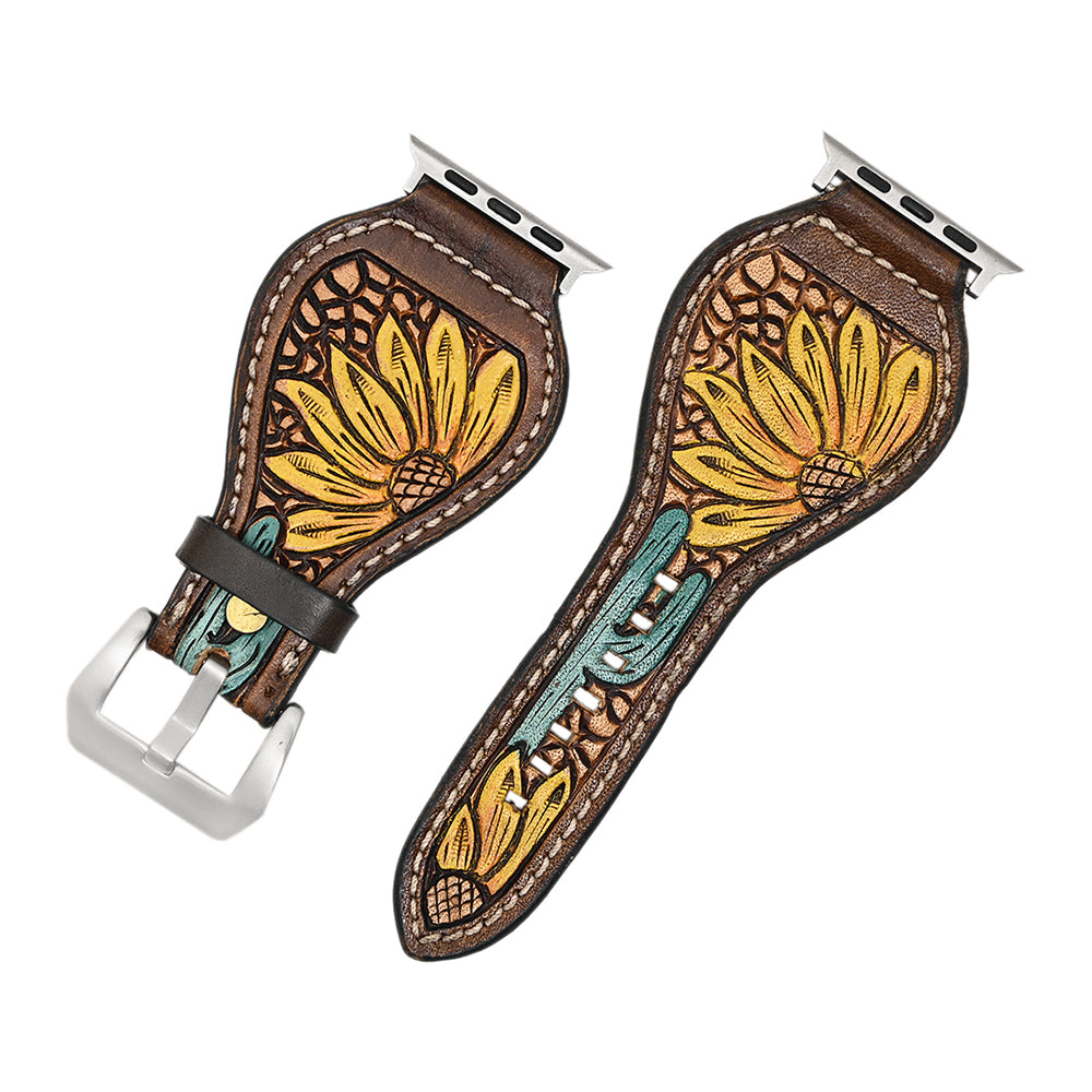 American Darling Beautifully Hand Tooled Genuine Leather I watch Strap Men and Women Unisex