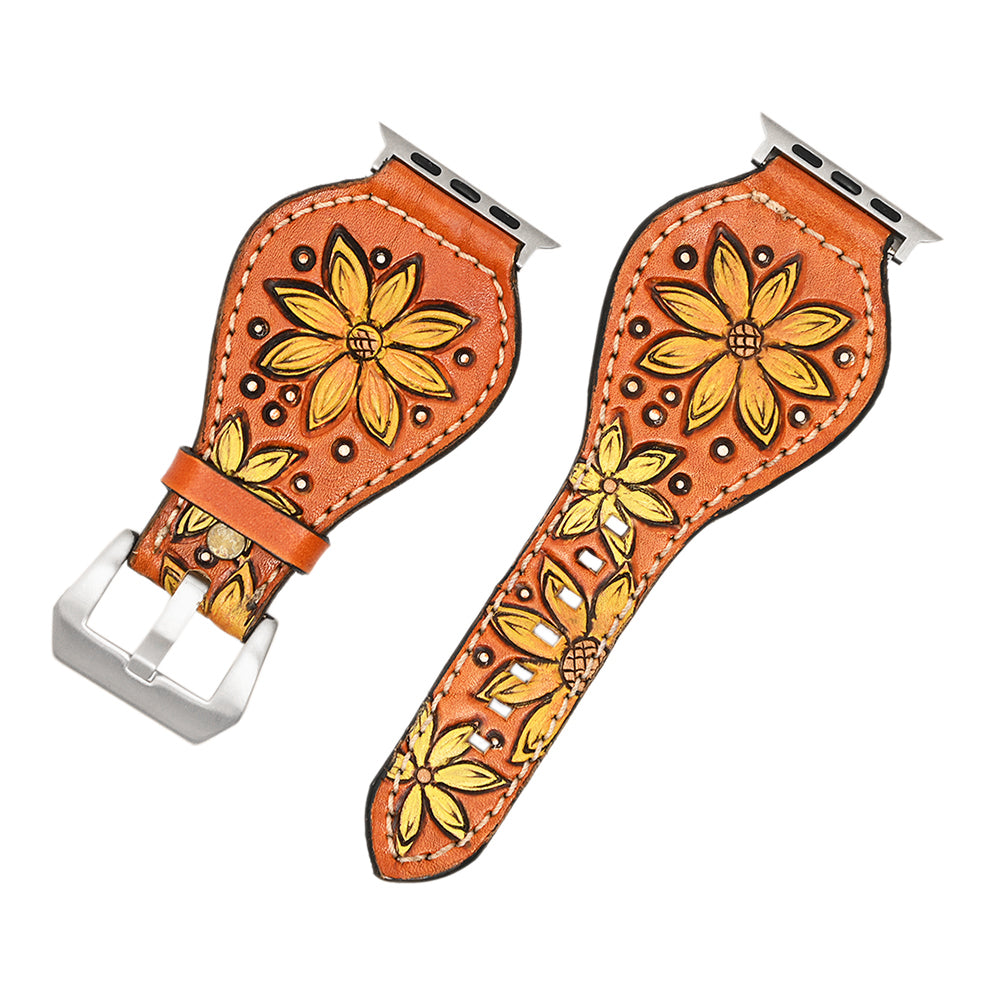 American Darling Beautifully Hand Tooled Genuine Leather I watch Strap Men and Women Unisex
