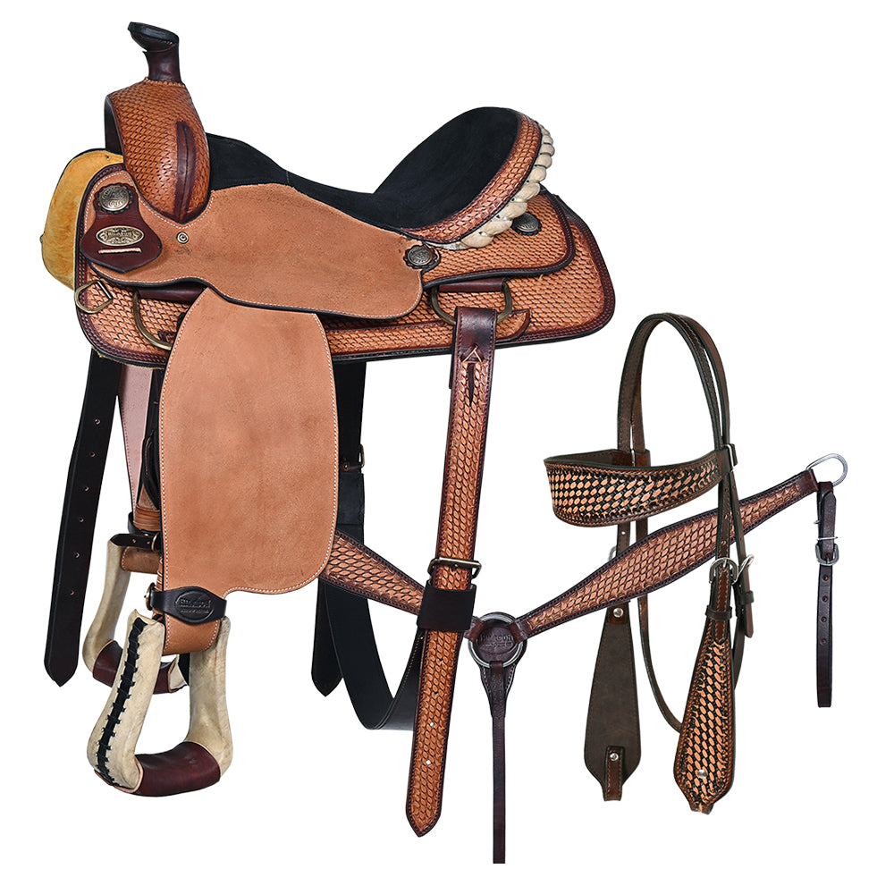 HILASON Western Horse Ranch Roping American Leather Saddle Brown