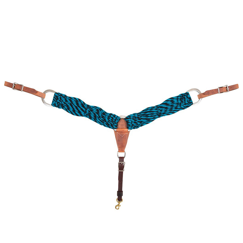 3 In Martin Saddlery Natural Fiber Horse Breastcollar Turquoise & Black