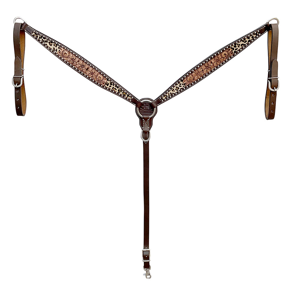 Bar H Equine Horse Genuine Leather Floral Carved Tack Set Brown