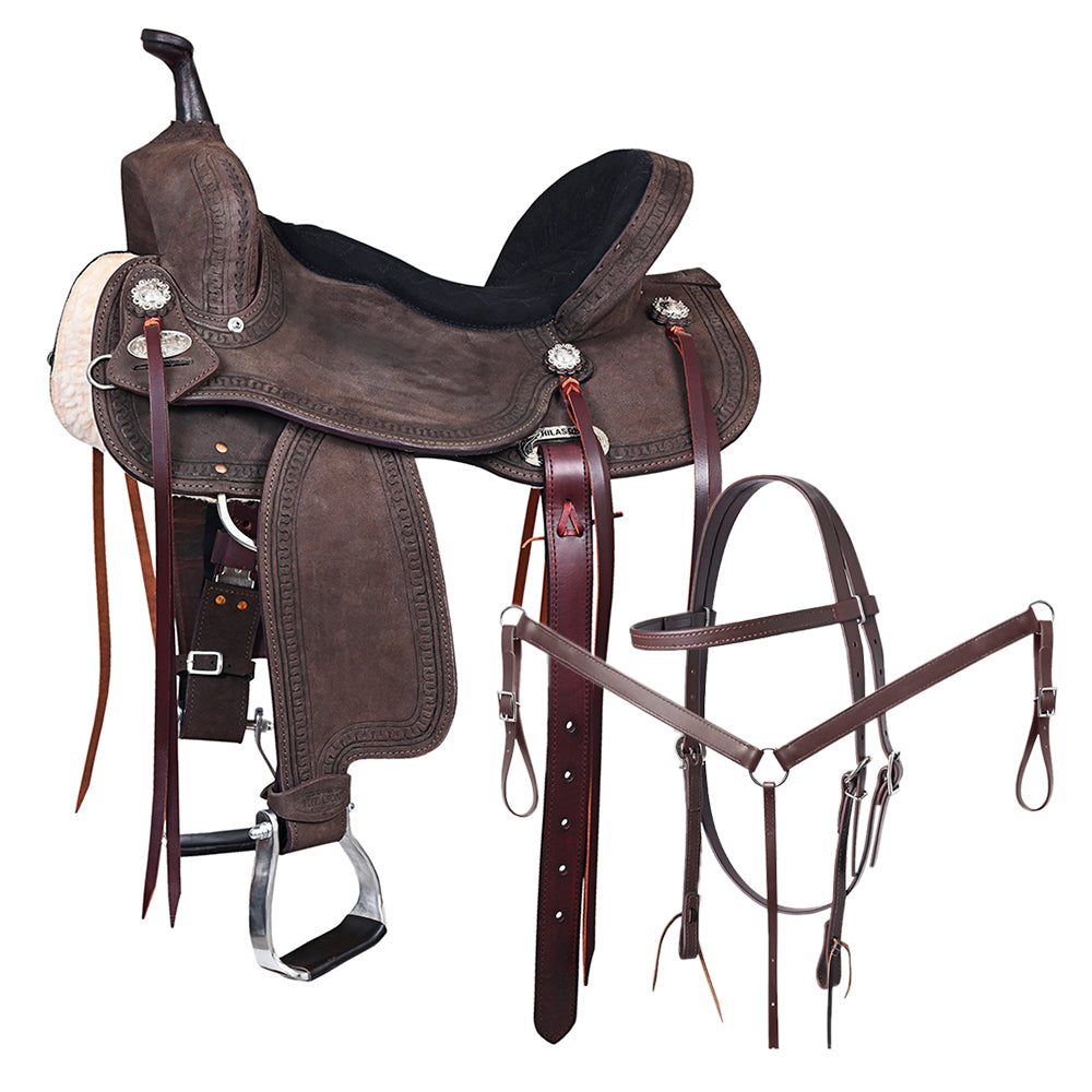 Hilason Western Horse Flex Tree Barrel Trail In Suede Leather Saddle & Biothane Tack Set