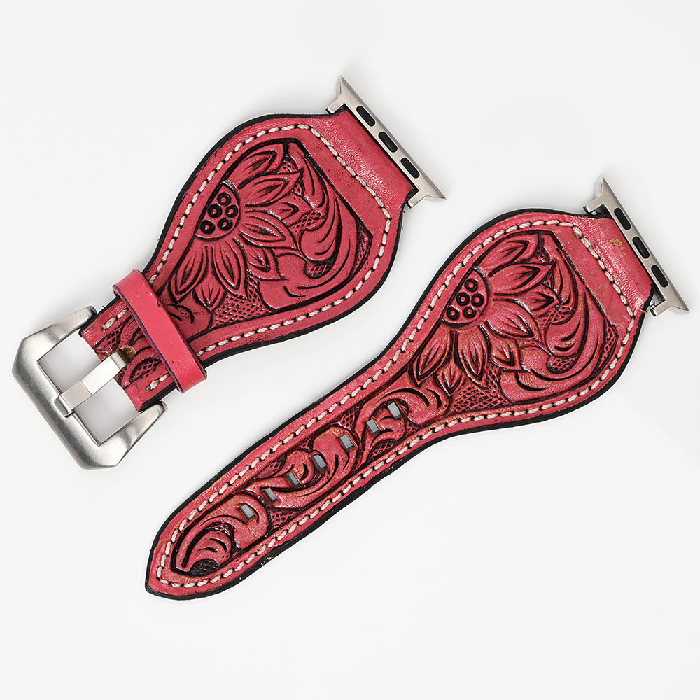 American Darling Floral Hand Tooled I watch Men Women Genuine Leather Strap