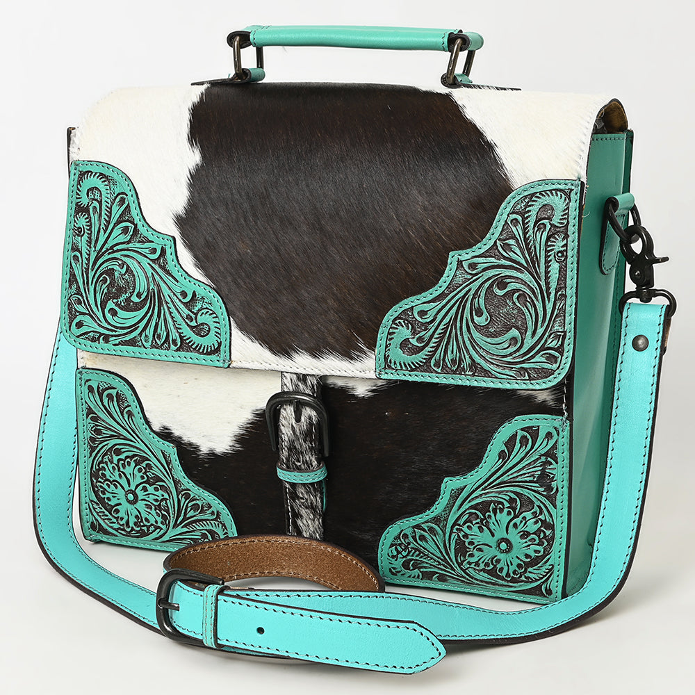 American Darling Briefcase Hand Tooled Hair on Genuine Leather Western Women Bag Handbag Purse | Travel Bags College Casual