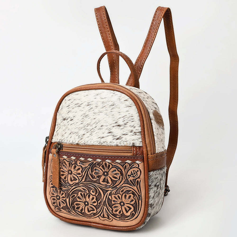 American Darling Hand Tooled Hair On Genuine Leather Women Bag Western Backpack Handbag Purse | for Laptop School Travel