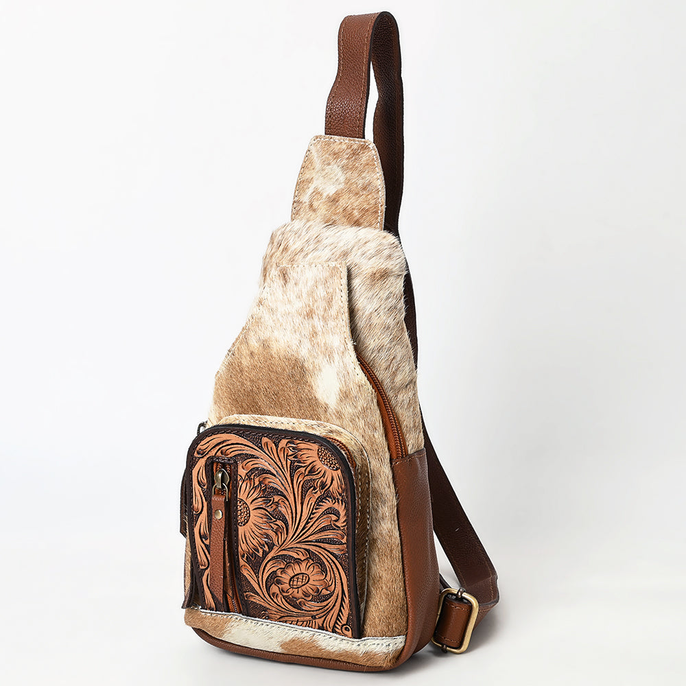 American Darling Sling Hand Tooled Hair-On Genuine Leather Women Bag Western Handbag Purse