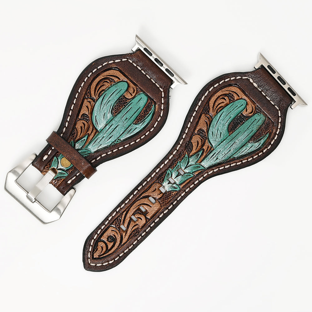 American Darling Floral Hand Tooled I watch Men Women Genuine Leather Strap