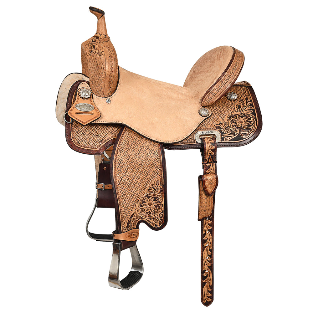 HILASON Flex Tree Western Horse Saddle in American Leather Barrel Trail | for Horses