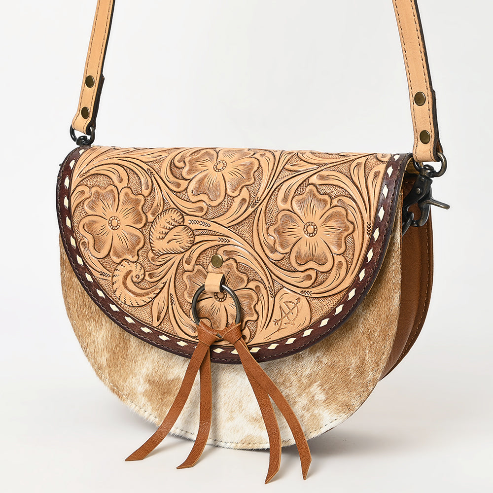American Darling Small Crossbody Hand Tooled Hair-On Genuine Leather Women Bag Western Handbag Purse| for
