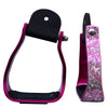 Hilason Engraved Western Angled  Show Stirrups Barrel Racing Slanted Stirrups Wide Rubber Grip