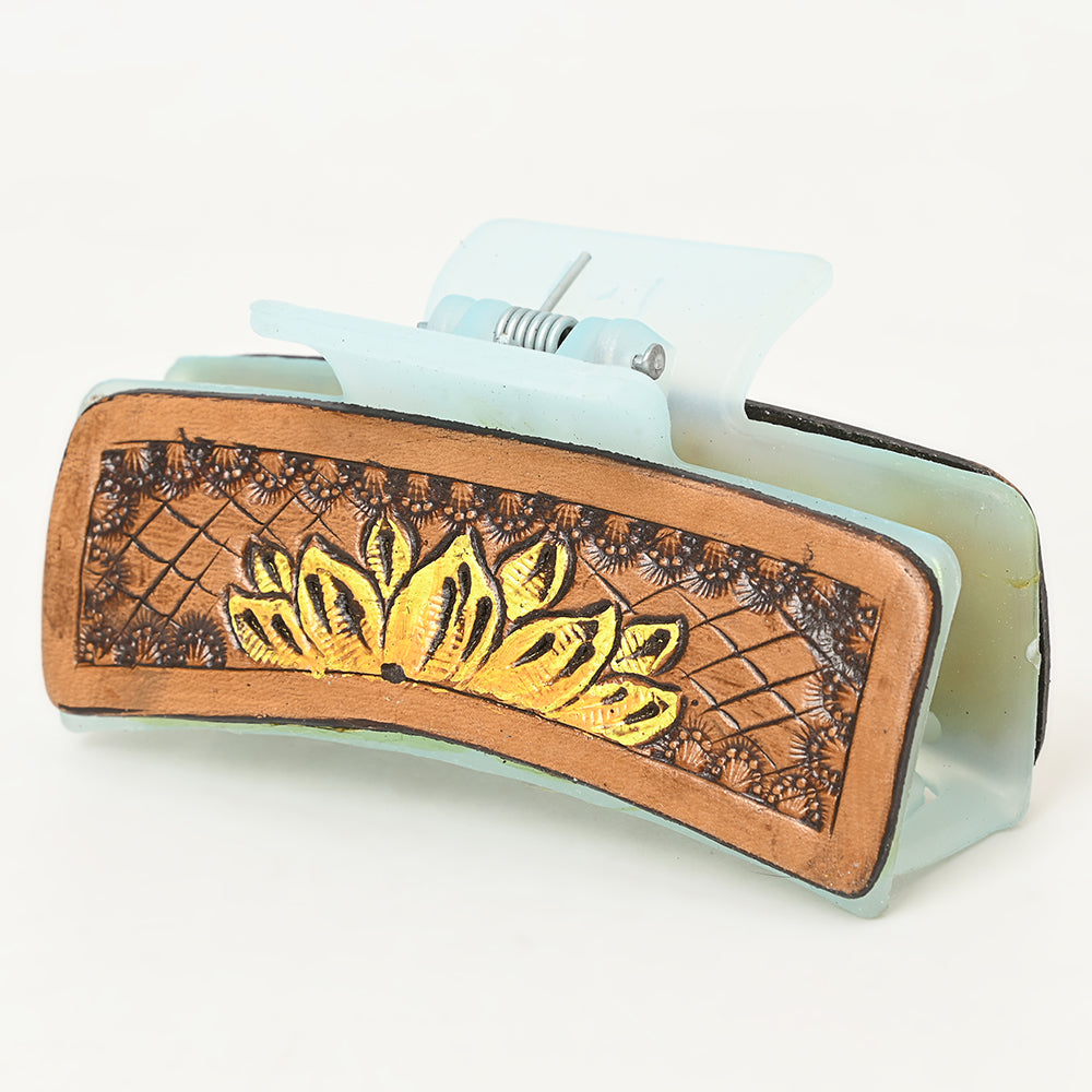 American Darling Beautifully Hand Tooled Women Ladies Hair Band Clip Clutcher Gift For Girls | Genuine Leather Claw Western