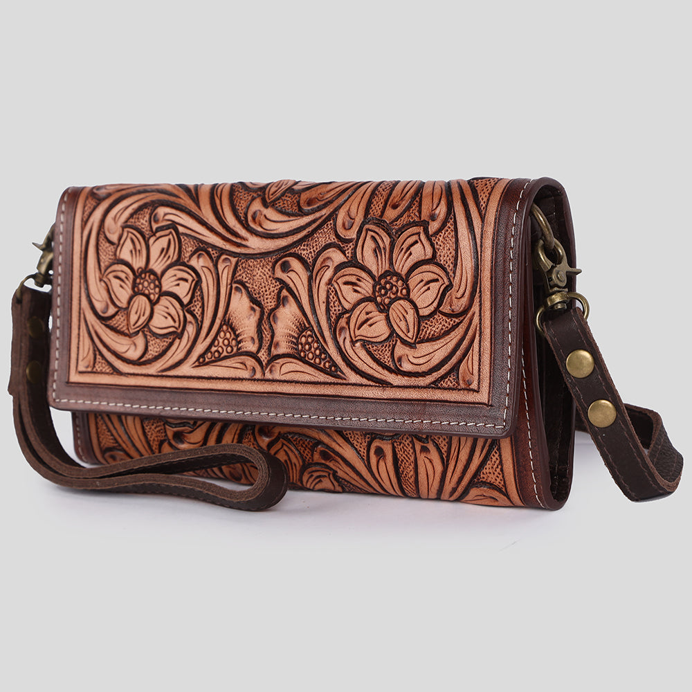 American Darling Wallet Hand Tooled Genuine Leather Women Bag Western Handbag Purse