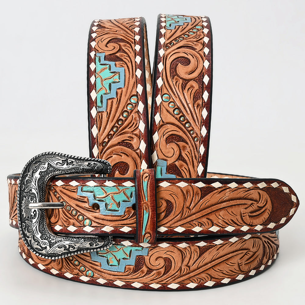 American Darling Beautifully Hand Tooled Brown Genuine Leather Apparel Belt Men and Women