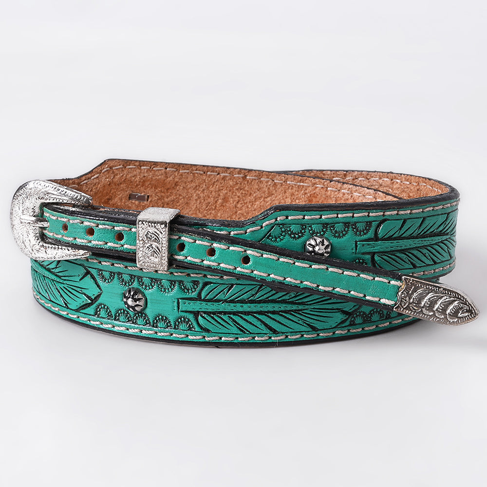 American Darling Hand Tooled Hatband Genuine Leather Western Adjustable Unisex Turquoise | Hand-Tooled