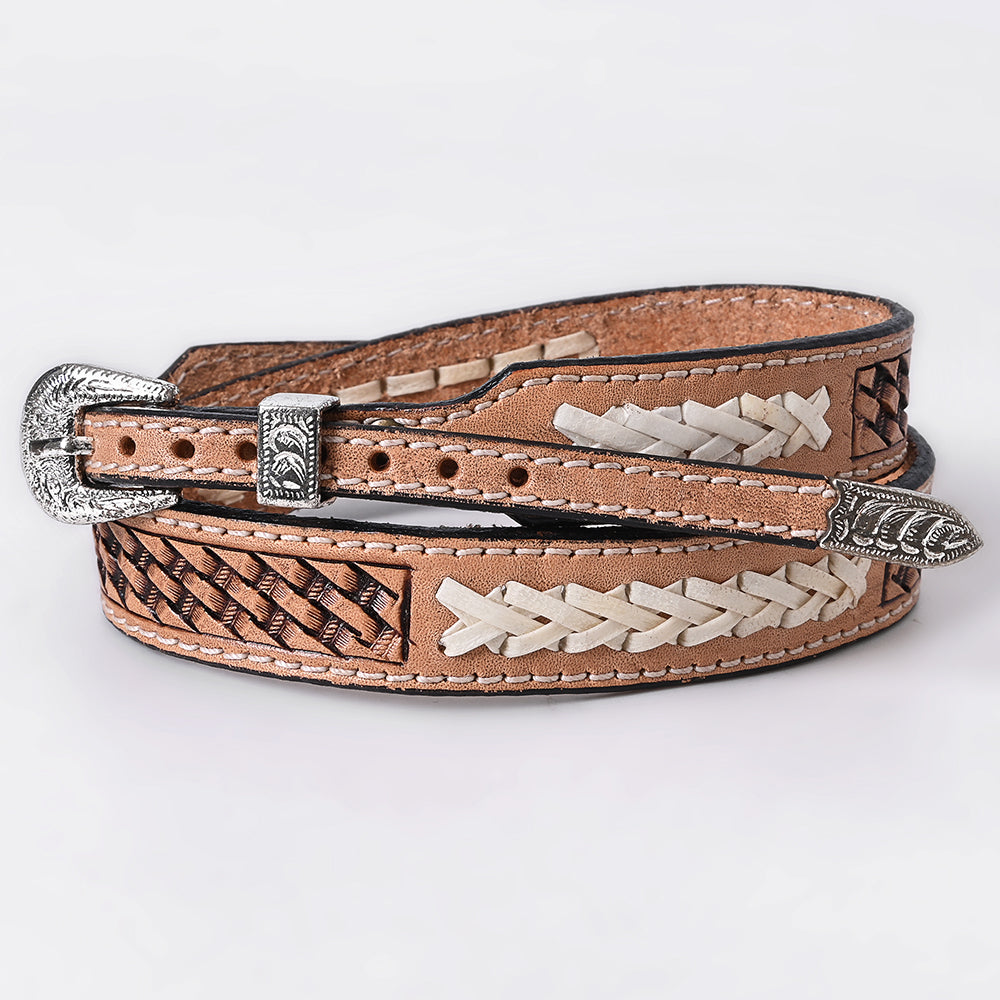 American Darling Hand Tooled Hatband Genuine Leather Western Adjustable Unisex Tan | Hand-Tooled