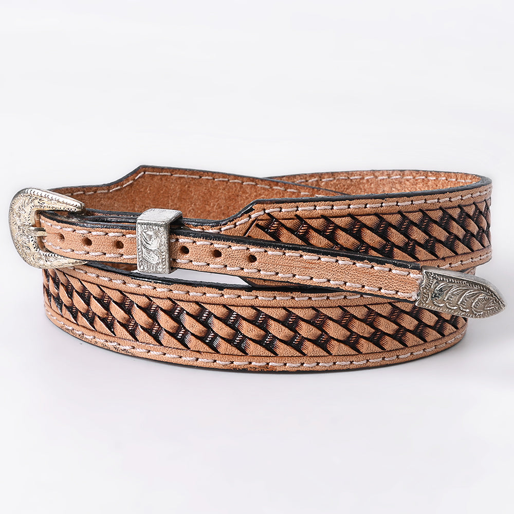 American Darling Hand Tooled Hatband Genuine Leather Western Adjustable Unisex Tan | Hand-Tooled