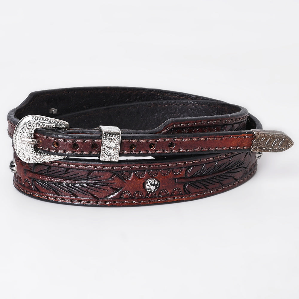American Darling Hand Tooled Hatband Genuine Leather Western Adjustable Unisex Brown | Hand-Tooled