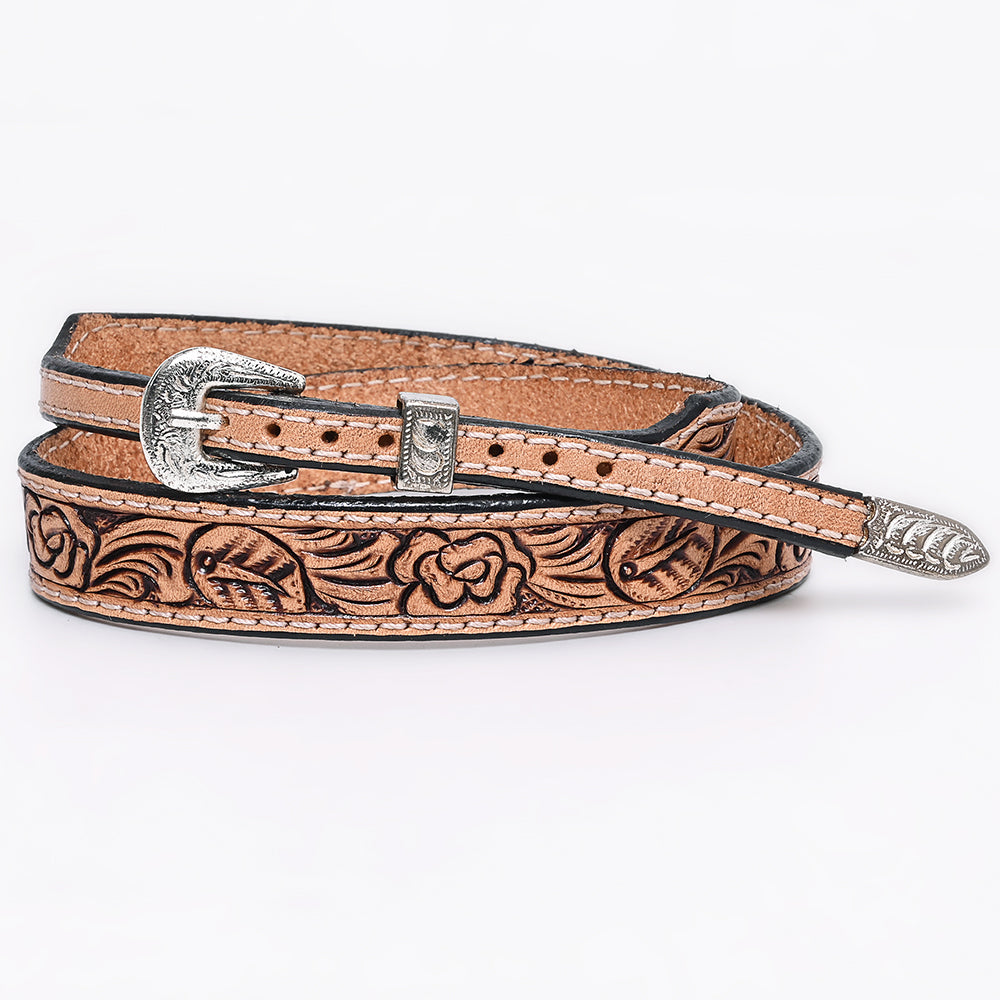 American Darling Hand Tooled Hatband Genuine Leather Western Adjustable Unisex Brown | Hand-Tooled