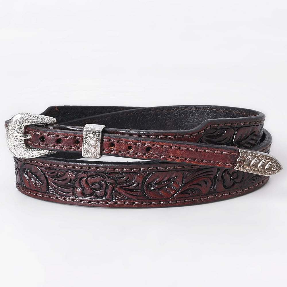 American Darling Hand Tooled Hatband Genuine Leather Western Adjustable Unisex Brown | Hand-Tooled