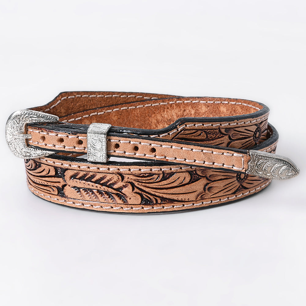 American Darling Hand Tooled Hatband Genuine Leather Western Adjustable Unisex Tan | Hand-Tooled