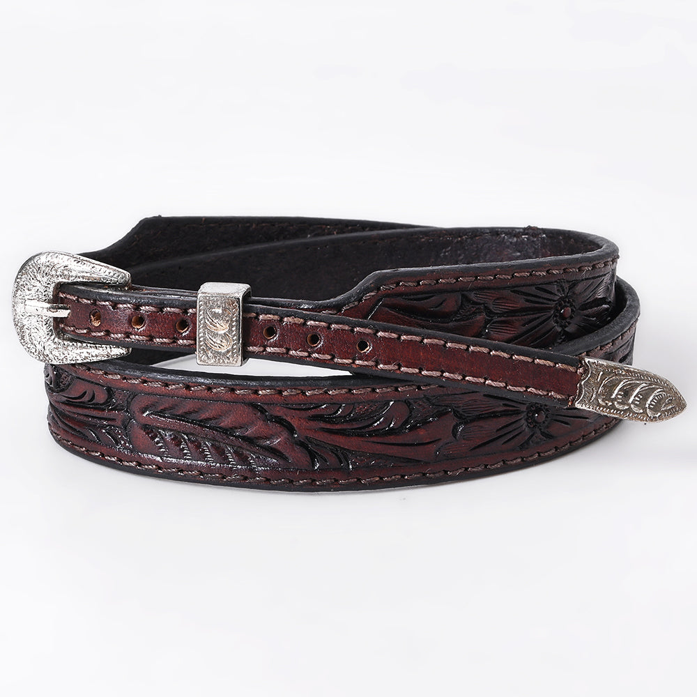 American Darling Hand Tooled Hatband Genuine Leather Western Adjustable Unisex Brown | Hand-Tooled