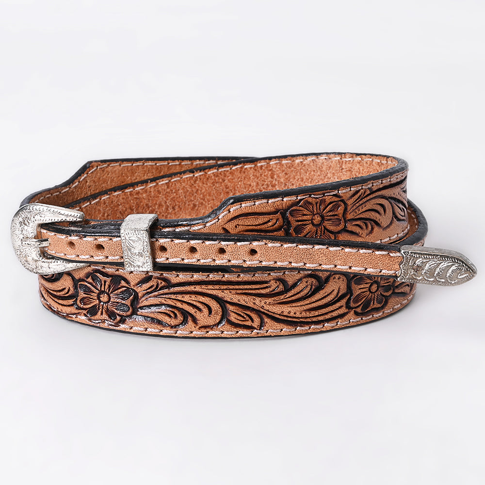 American Darling Hand Tooled Hatband Genuine Leather Western Adjustable Unisex Tan | Hand-Tooled