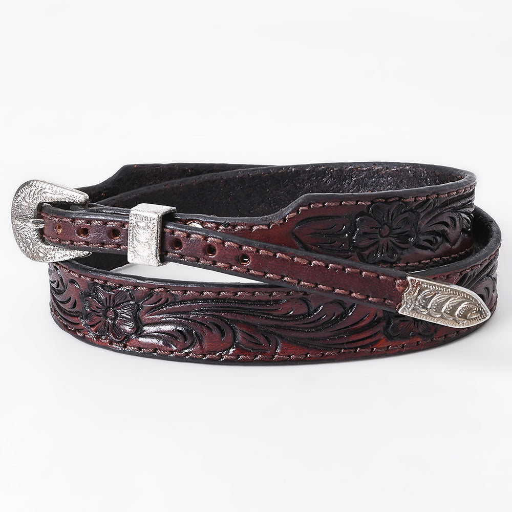 American Darling Hand Tooled Hatband Genuine Leather Western Adjustable Unisex Brown | Hand-Tooled
