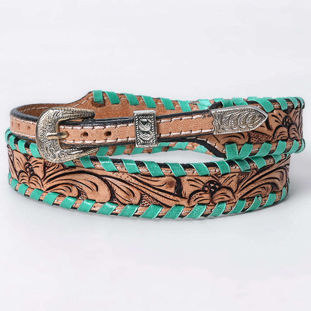 American Darling Hand Tooled Hatband Genuine Leather Western Adjustable Unisex Tan | Hand-Tooled