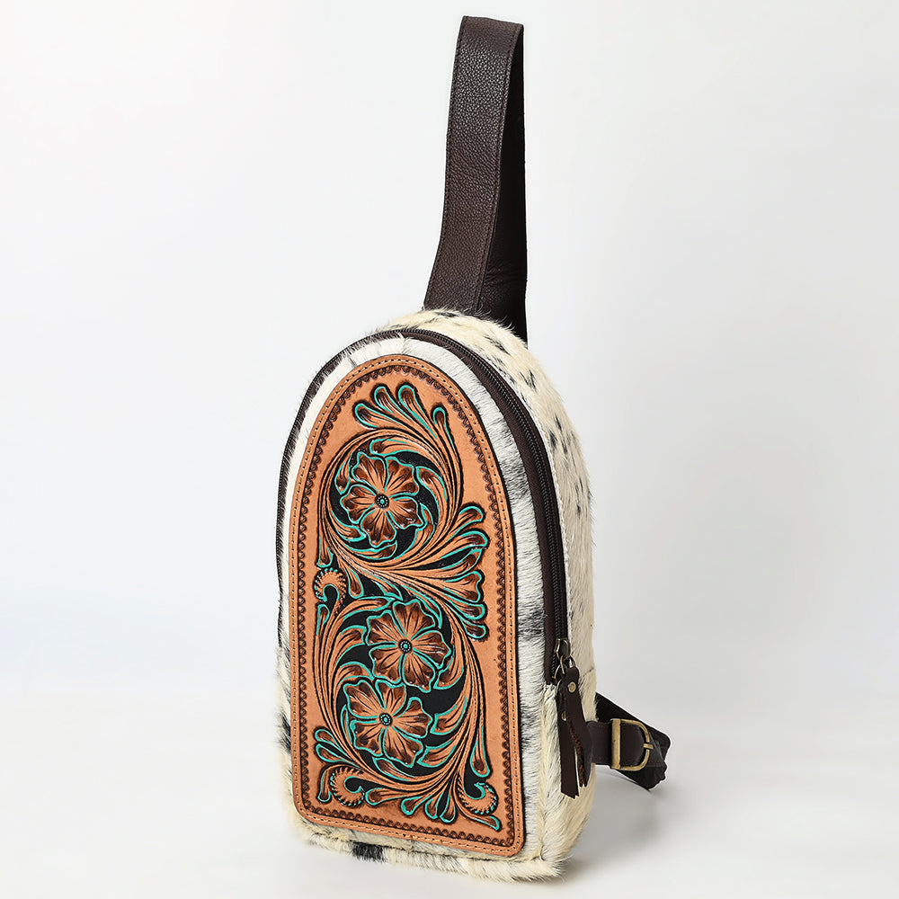 American Darling Sling Beautifully Hand Tooled Hair On Genuine Leather Women Bag Western Handbag Purse