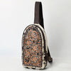American Darling Sling Bag - Hair-On Cowhide, Hand Tooled Floral Carved, Eco-Friendly Vegetable Tanned Genuine Leather