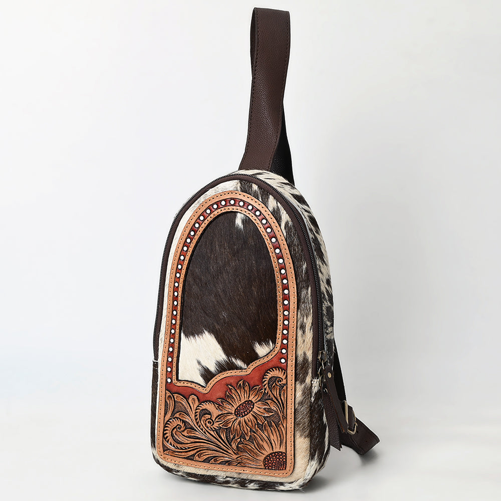 American Darling Sling Beautifully Hand Tooled Hair On Genuine Leather Women Bag Western Handbag Purse